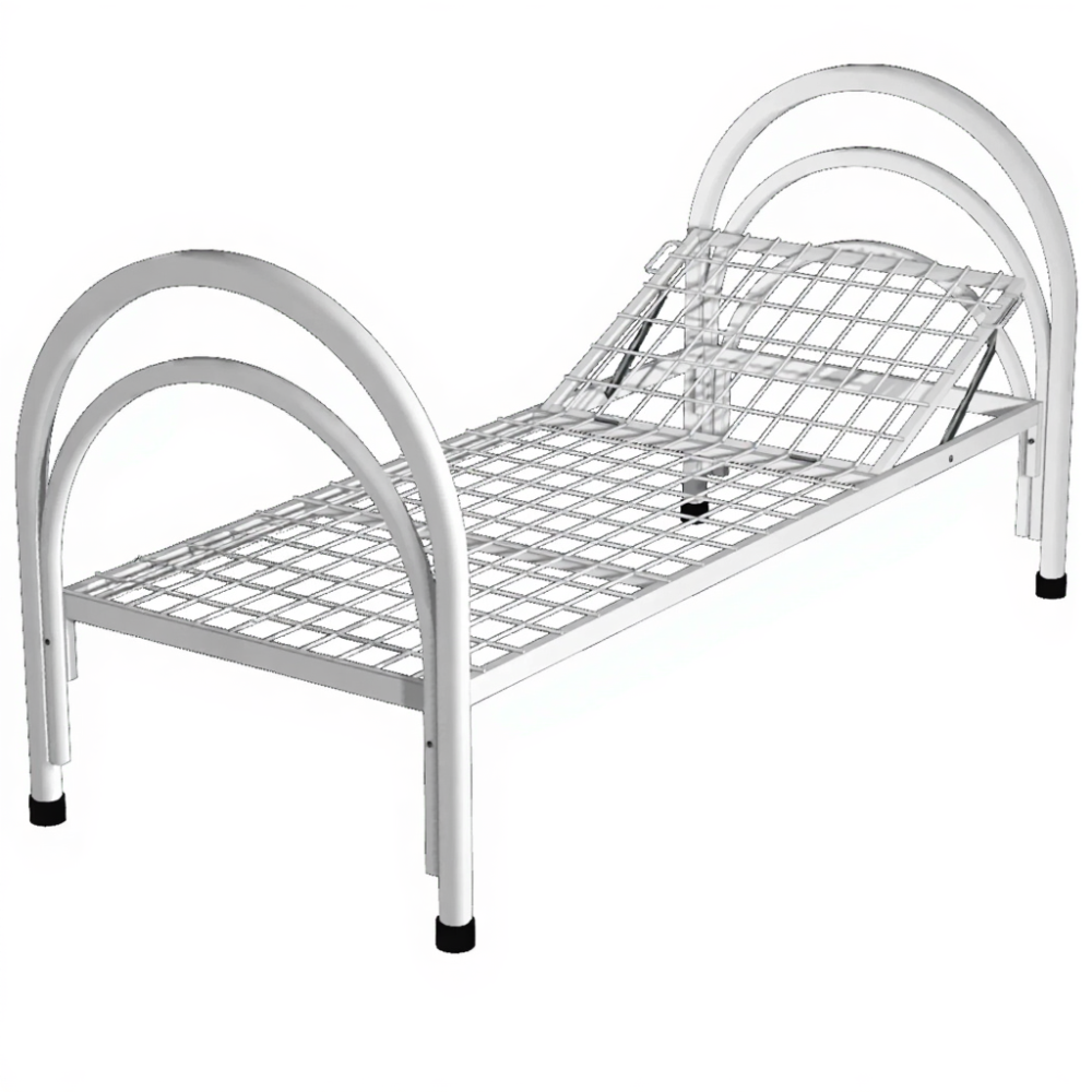 Кровать медицинская металлическая с подголовником КМ-1П (каркас белый)