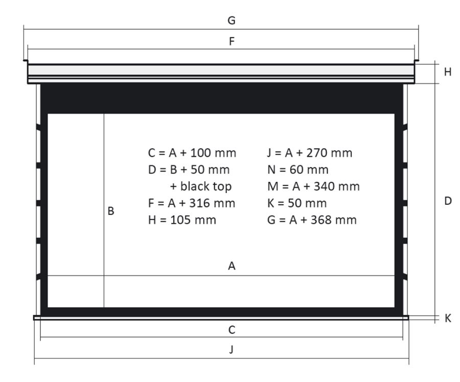 Kauber Blue Label Tensioned BT Cinema 104" 16:9 129x230 дроп 60 см. Gray Pro