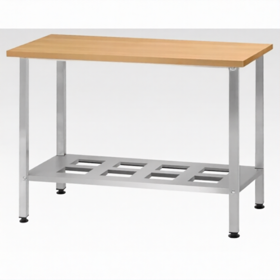 Стол кондитерский СПРн 860х1200х600 «Norma Ral» бук/40 (полка-решетка; ножка проф., тр. 40)