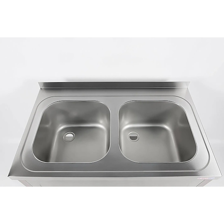 Ванна моечная двухсекционная цельнотянутая с бортом ВМЦ-2/10/7-Б