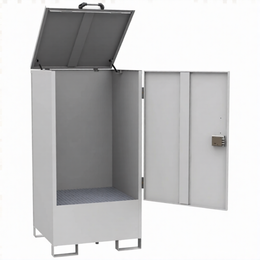 Депо для 1 бочки, оцинкованный решетчатый настил, сточный поддон