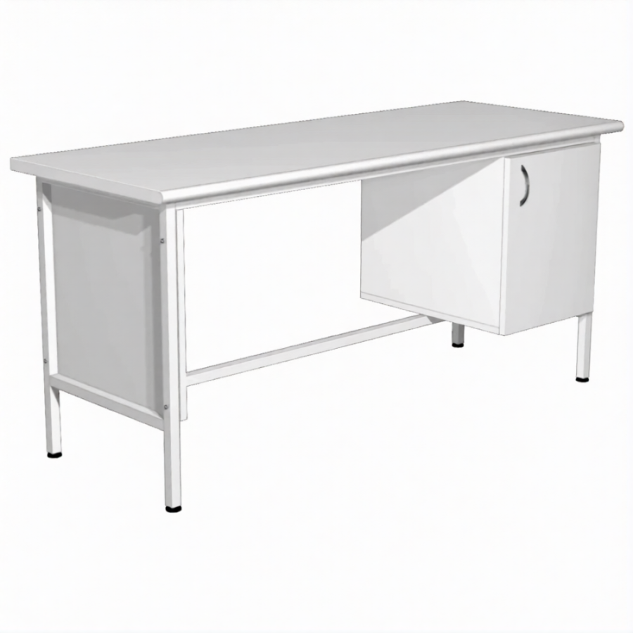Стол для врача рабочий с тумбой СЛ-3 (1600х600х750) (постформинг белый, каркас белый)