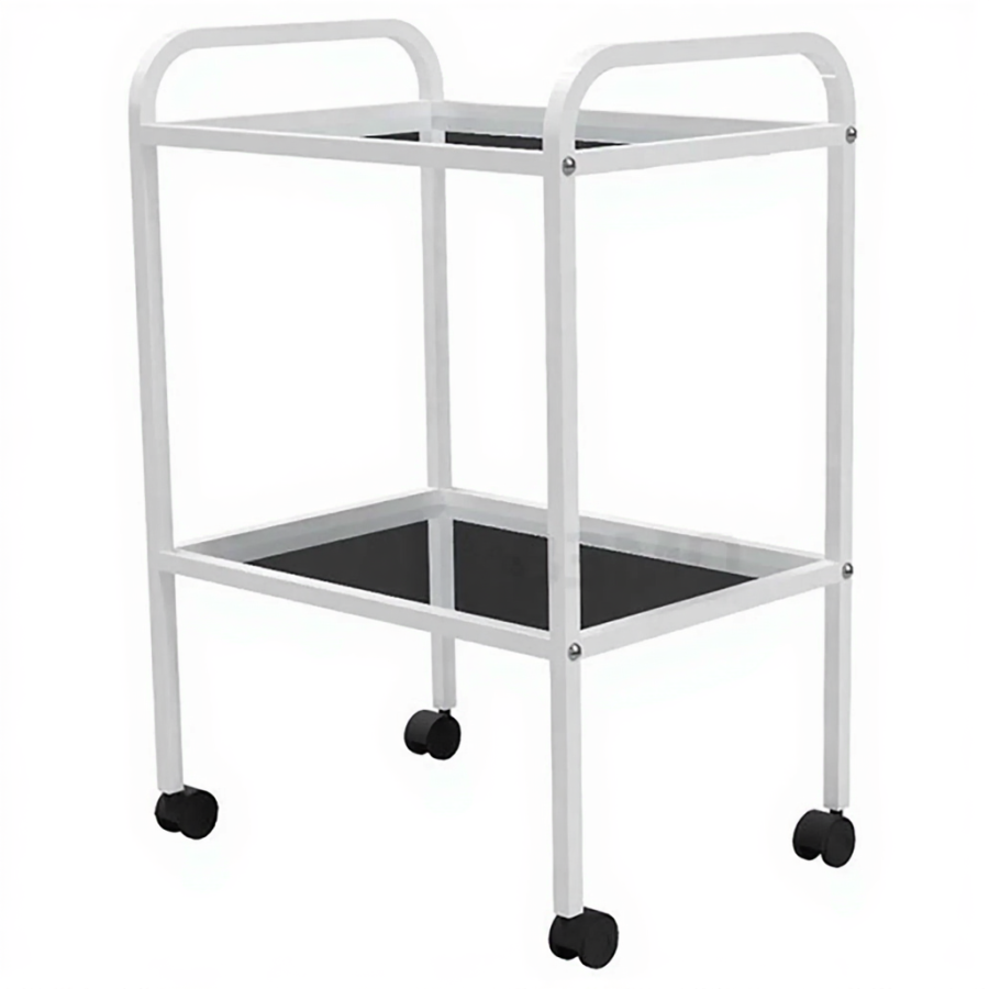 Стол медицинский инструментальный СМИ-02 (полки стекло, колёса серая резина)