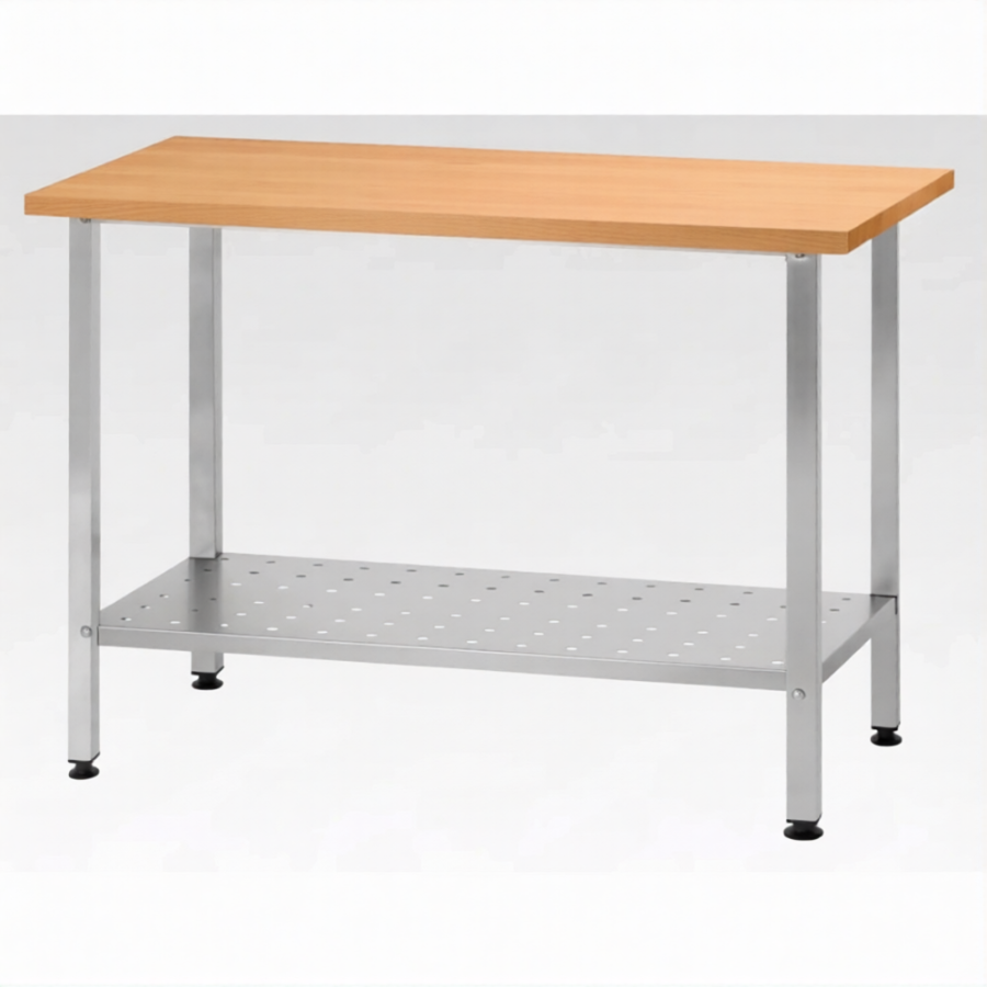 Стол кондитерский СПРн 860х1200х600 «Norma Inox» бук/40 (полка перф.; ножка проф., тр. 40)