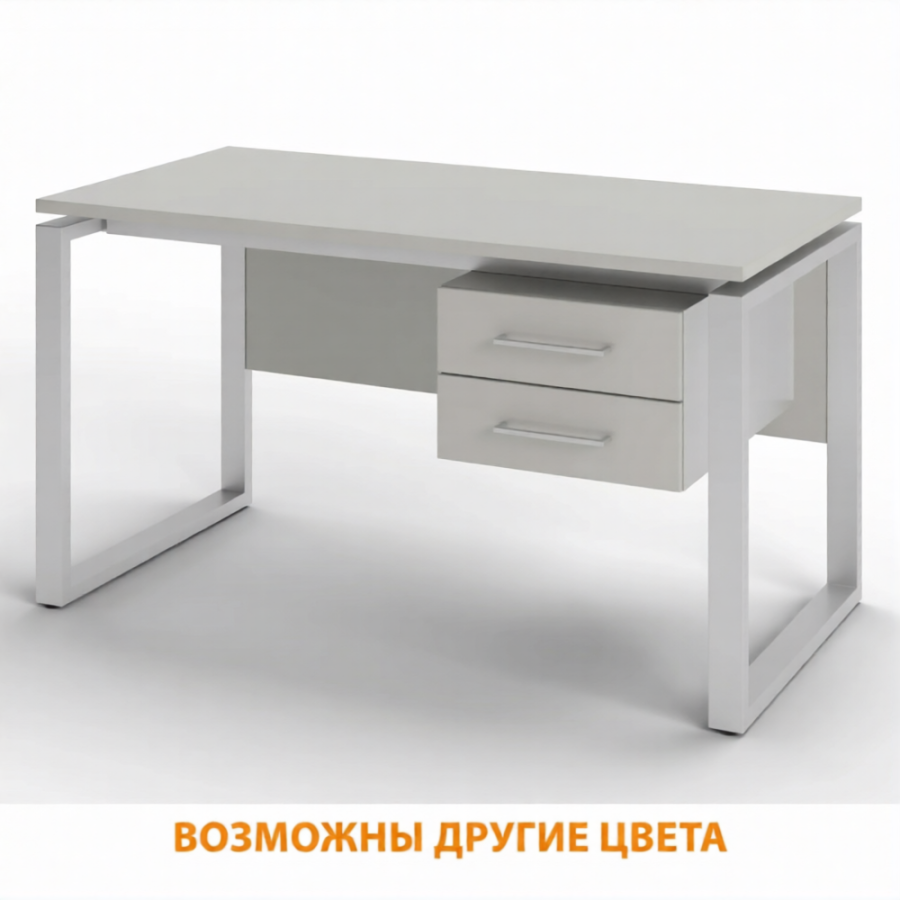 Стол рабочий 2 ящика СрТ-22 (тип 2) (1400х700х750) (столешница ЛДСП серый, каркас серый)