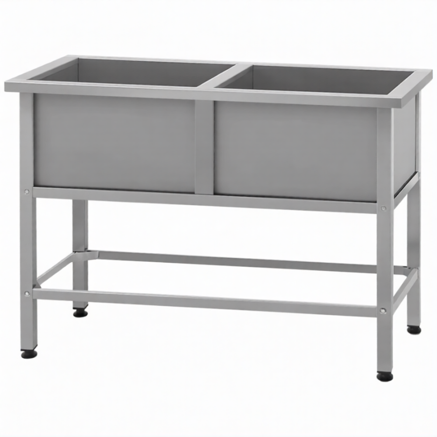 Ванна моечная ВМСн 530/2  2 м/о 430х430х300 (полка 2 отв. борт; ножка проф. тр. 40х40)