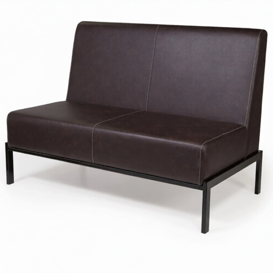 Диван двухместный ДО-3/2 (кожзам Эконом коричневый, каркас черный)