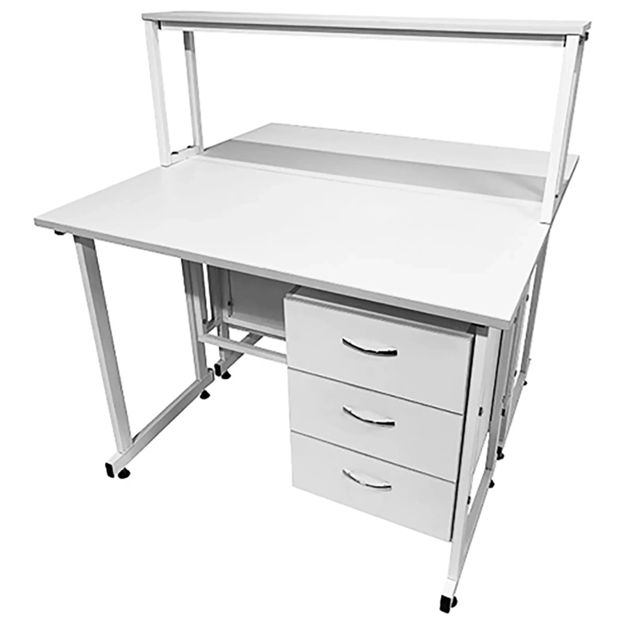 Стол лабораторный островной с надстройкой Сло 22.009 (белый)